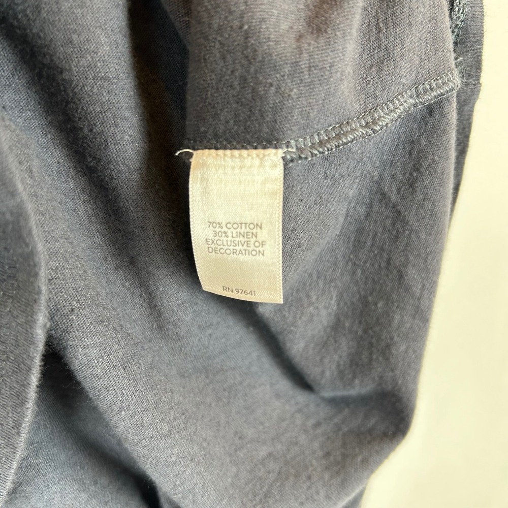 Pure Jill J Jill Embroidered V Neck Top Gray Linen Cotton Blend Women's L - Picture 4 of 12